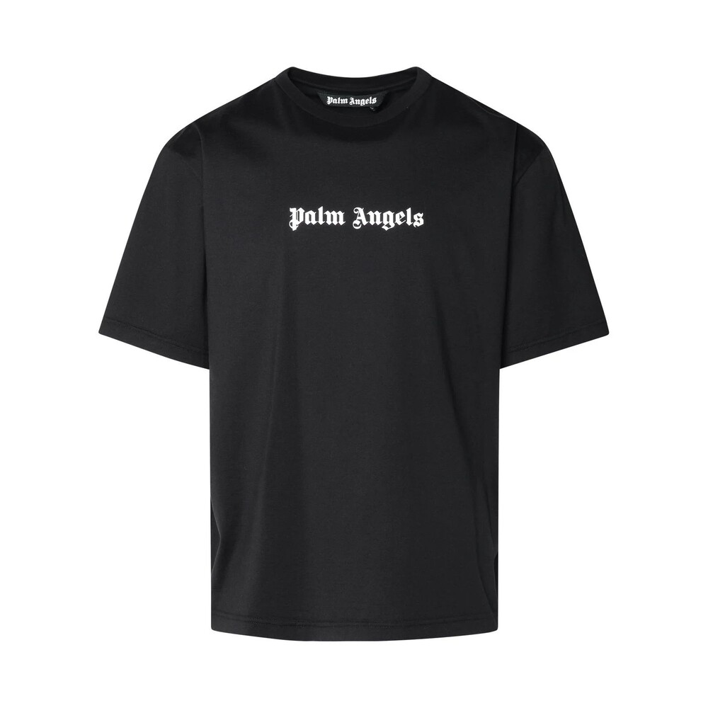 PALM ANGELS CLASSIC LOGO PRINTED REGULAR FIT BLACK T-SHIRT SIZE MEDIUM